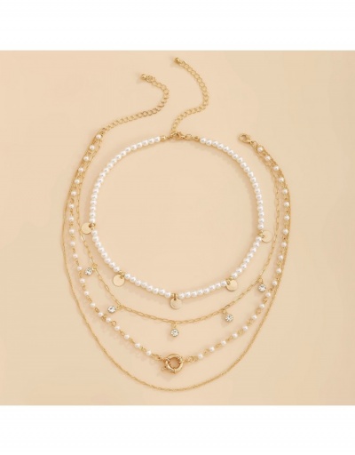 Replica  Faux Pearl  Rhinestone  Pendant  Layered Necklace Sets #799912 $8.37 USD for Wholesale