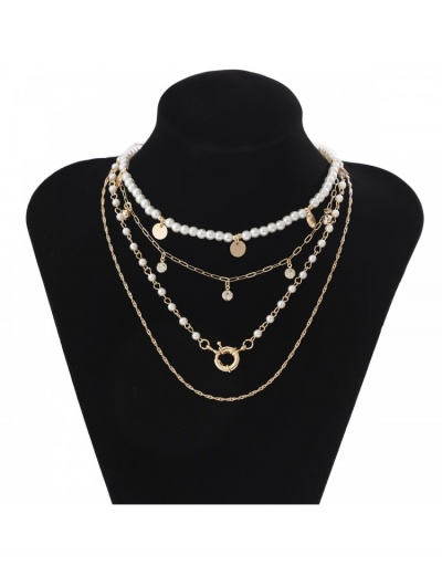 Replica  Faux Pearl  Rhinestone  Pendant  Layered Necklace Sets #799912 $8.37 USD for Wholesale