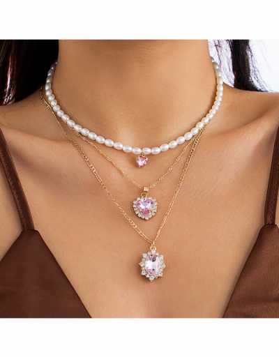 Latest Faux Pearl  Rhinestone Heart Pendant  Necklace Sets #799914 $8.45 USD, Wholesale Fashion Necklaces