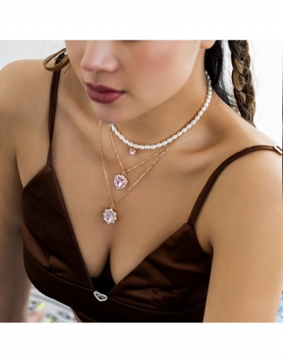 Replica Latest Faux Pearl  Rhinestone Heart Pendant  Necklace Sets #799914 $8.45 USD for Wholesale