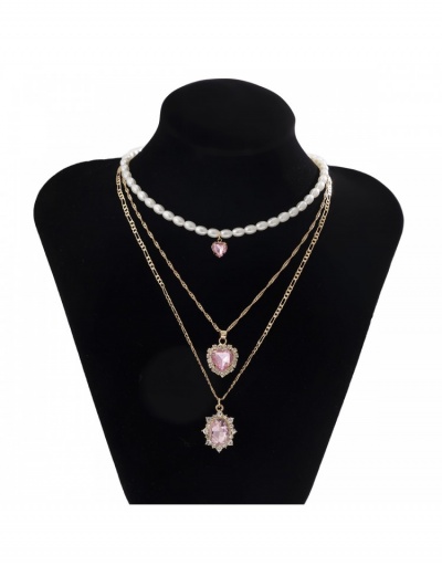 Replica Latest Faux Pearl  Rhinestone Heart Pendant  Necklace Sets #799914 $8.45 USD for Wholesale