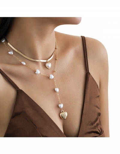 Replica Ladies Heart  Faux Pearl  Pendant Necklace Sets #799917 $7.73 USD for Wholesale