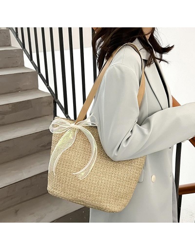 Sweet Straw Bow Patch Hasp Underarm Tote Bag #799920 $10.83 USD, Wholesale Fashion Tote Bag