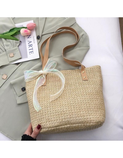 Replica Sweet Straw Bow Patch Hasp Underarm Tote Bag #799920 $10.83 USD for Wholesale