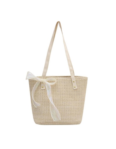 Replica Sweet Straw Bow Patch Hasp Underarm Tote Bag #799920 $10.83 USD for Wholesale