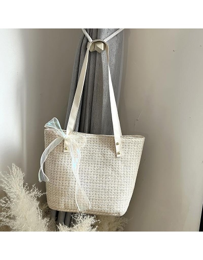 Replica Sweet Straw Bow Patch Hasp Underarm Tote Bag #799920 $10.83 USD for Wholesale