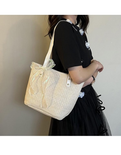 Replica Sweet Straw Bow Patch Hasp Underarm Tote Bag #799920 $10.83 USD for Wholesale