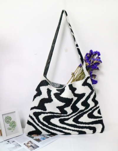  Casual Black And White Ripple Tote Bag For Women #799939 $21.84 USD, Wholesale Fashion Tote Bag