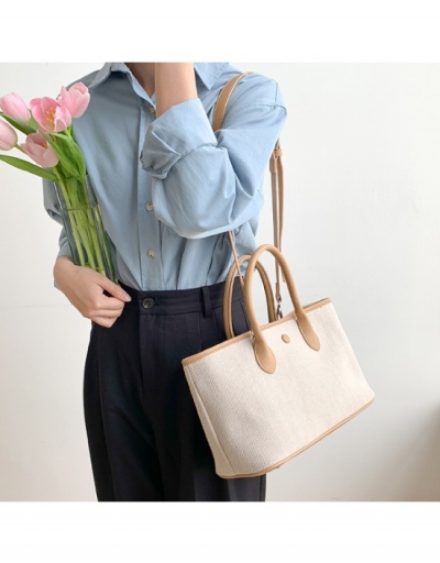 Replica Summer Contrast Color Canvas Shoulder Tote Bags #799974 $35.17 USD for Wholesale