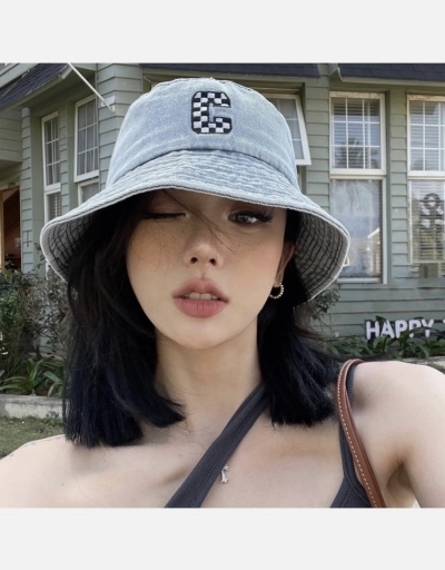  Versatile Fashion Letter Printed Denim Bucket Hat #799993 $14.07 USD, Wholesale Fashion Hats