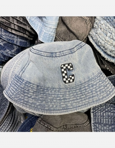 Replica  Versatile Fashion Letter Printed Denim Bucket Hat #799993 $14.07 USD for Wholesale