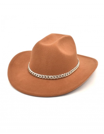 Replica  Fashion Metal Chain Pure Color Jazz Hat #800015 $14.25 USD for Wholesale