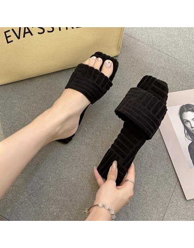 Replica Trendy Fashion Square Toe Flat Slippers Women #800021 $13.00 USD for Wholesale