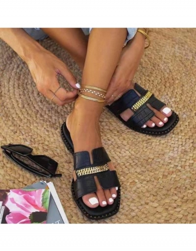 Replica  Summer Hollowed Out Chain Flat Slippers #800032 $19.14 USD for Wholesale