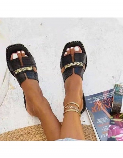 Replica  Summer Hollowed Out Chain Flat Slippers #800032 $19.14 USD for Wholesale