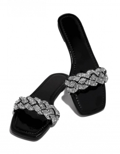 Replica Summer Rhinestone  Beach Outdoor Slide Slippers #800052 $18.59 USD for Wholesale