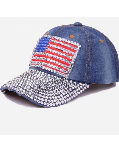  Hot Drilling Denim  American Flag Baseball Cap #800060 $9.75 USD, Wholesale Fashion Hats