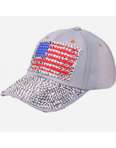 Replica  Hot Drilling Denim  American Flag Baseball Cap #800060 $9.75 USD for Wholesale