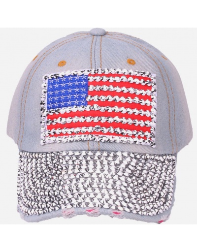 Replica  Hot Drilling Denim  American Flag Baseball Cap #800060 $9.75 USD for Wholesale