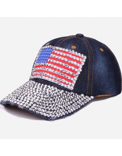 Replica  Hot Drilling Denim  American Flag Baseball Cap #800060 $9.75 USD for Wholesale