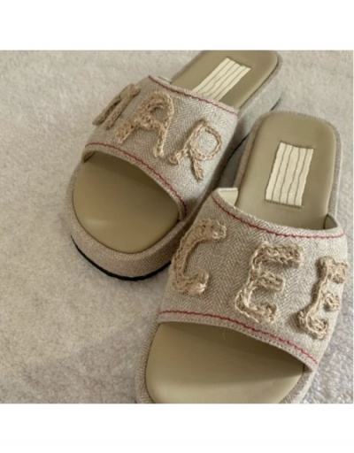  Retro Embroidery Letter Platform Slippers #800061 $32.17 USD, Wholesale Fashion Slippers