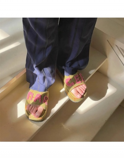 Replica  Retro Embroidery Letter Platform Slippers #800061 $32.17 USD for Wholesale