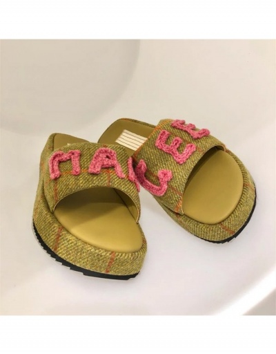 Replica  Retro Embroidery Letter Platform Slippers #800061 $32.17 USD for Wholesale