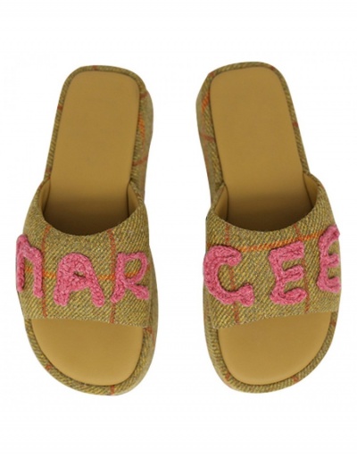 Replica  Retro Embroidery Letter Platform Slippers #800061 $32.17 USD for Wholesale