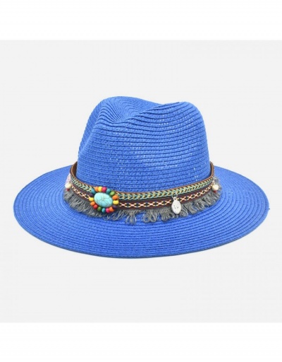 Vacation Straw  Beads Tassel Pendants Unisex Fedora Hats #800062 $11.65 USD, Wholesale Fashion Hats