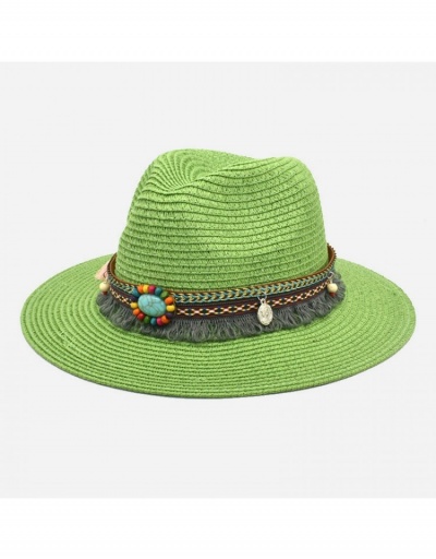 Replica Vacation Straw  Beads Tassel Pendants Unisex Fedora Hats #800062 $11.65 USD for Wholesale