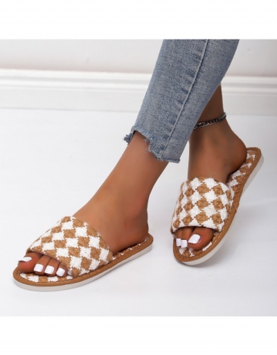  Fashion Casual Plaid Woven Flat Slipper  #800076 $16.90 USD, Wholesale Fashion Slippers