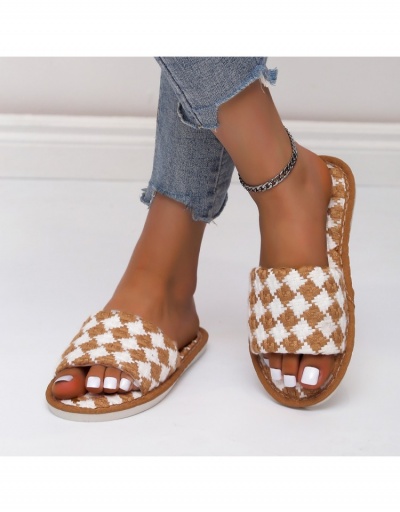 Replica  Fashion Casual Plaid Woven Flat Slipper  #800076 $16.90 USD for Wholesale