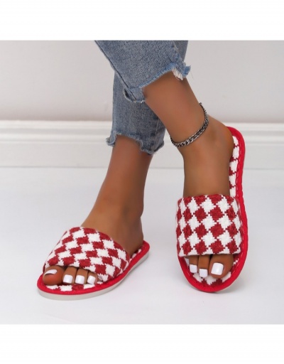 Replica  Fashion Casual Plaid Woven Flat Slipper  #800076 $16.90 USD for Wholesale