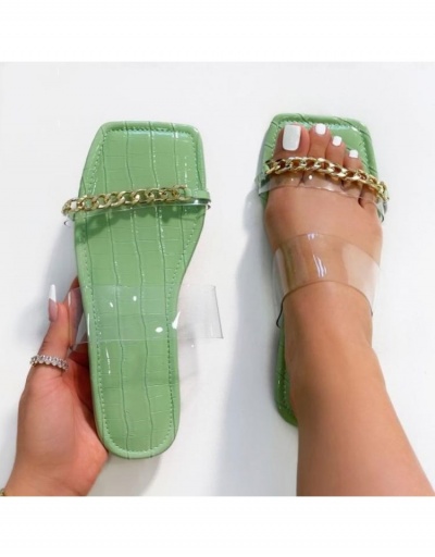 Replica Square Toe Chain Patch Summer Slide Slippers Women #800081 $15.80 USD for Wholesale