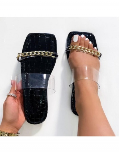 Replica Square Toe Chain Patch Summer Slide Slippers Women #800081 $15.80 USD for Wholesale