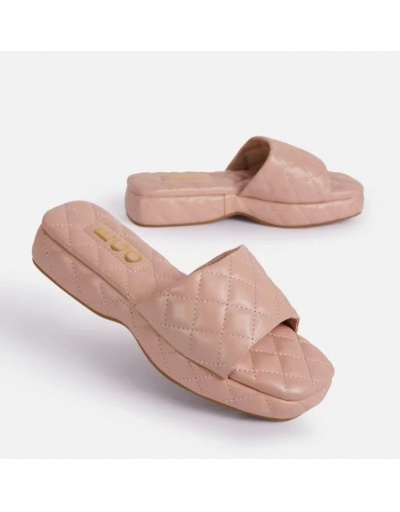 Replica  Rhombic Pattern PU Slippers For Women #800091 $21.63 USD for Wholesale