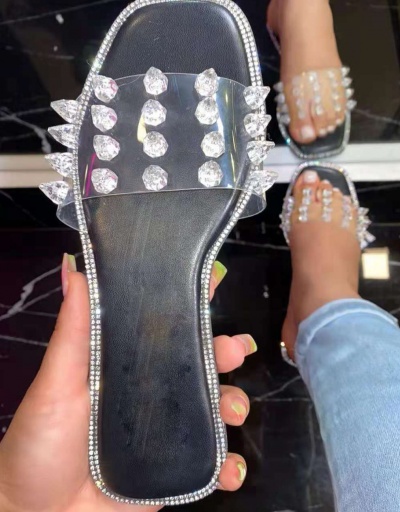 Replica New Arrival Rhinestone Slide Slippers Stylish #800105 $23.11 USD for Wholesale