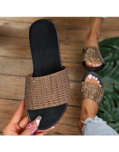  Summer New Rhinestone Flat Weaving Beach Slippers  #800111 $15.15 USD, Wholesale Fashion Slippers