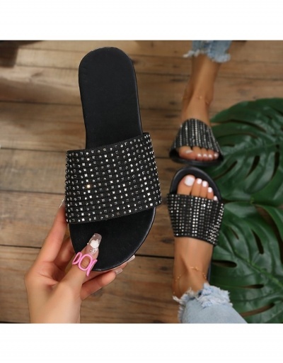 Replica  Summer New Rhinestone Flat Weaving Beach Slippers  #800111 $15.15 USD for Wholesale