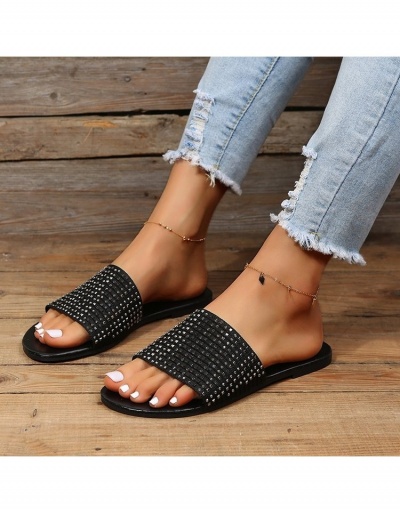 Replica  Summer New Rhinestone Flat Weaving Beach Slippers  #800111 $15.15 USD for Wholesale