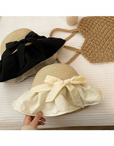 Replica  Women's Bow Straw Seaside Holiday Sunscreen Hat #800116 $13.12 USD for Wholesale