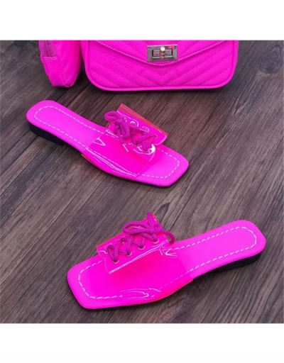 Replica  PVC Pure Color Bandage Square Toe Flat Slippers #800117 $15.10 USD for Wholesale