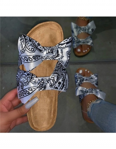 Replica  Summer Bow Printing Comfy Flat Slipper #800141 $13.47 USD for Wholesale