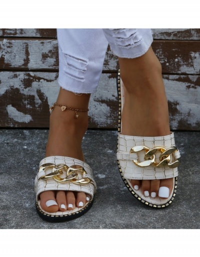 Replica Stone Pattern Chain Patch Slide Slippers For Women #800152 $18.74 USD for Wholesale