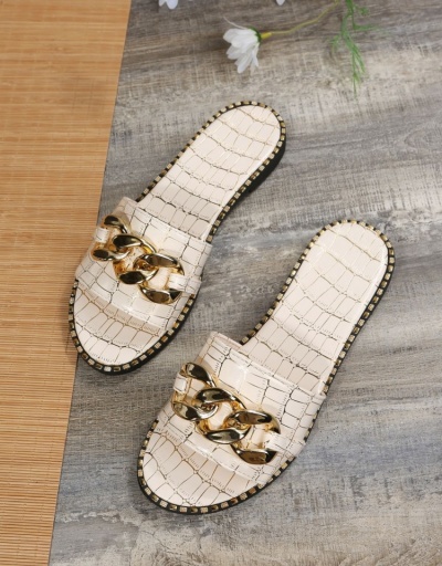 Replica Stone Pattern Chain Patch Slide Slippers For Women #800152 $18.74 USD for Wholesale