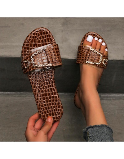 Stylish Rhinestone Alligator Print Slide Slippers  #800156 $18.40 USD, Wholesale Fashion Slippers