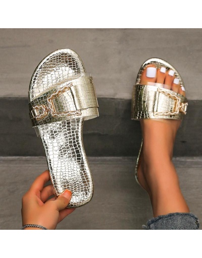 Replica Stylish Rhinestone Alligator Print Slide Slippers  #800156 $18.40 USD for Wholesale