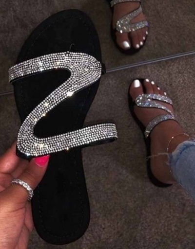 Beach Rhinestone Flat Slippers For Women #800158 $14.07 USD, Wholesale Fashion Slippers