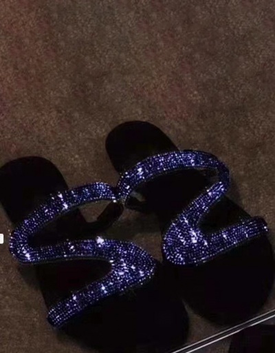 Replica Beach Rhinestone Flat Slippers For Women #800158 $14.07 USD for Wholesale