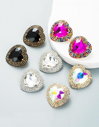 Particular Vintage Multicolored Rhinestone Heart Earrings #800173 $8.58 USD, Wholesale Fashion Earrings